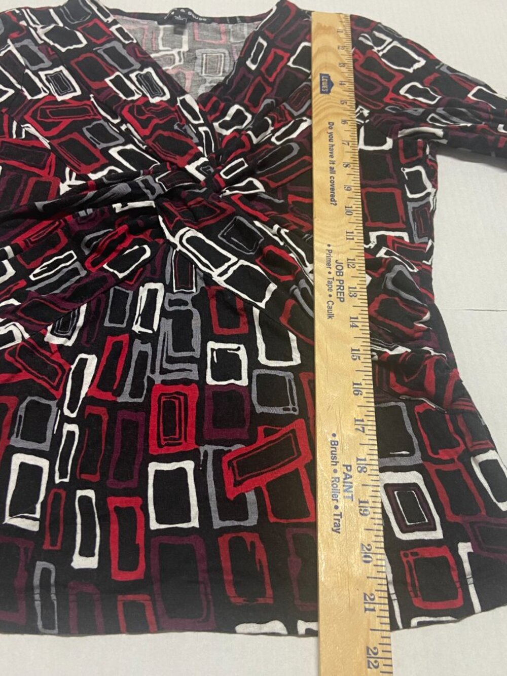 Cable & Gauge Women's Top Multicolor 3/4 Sleeve V-Neck Knot Front Blouse Size L - Picture 4 of 8